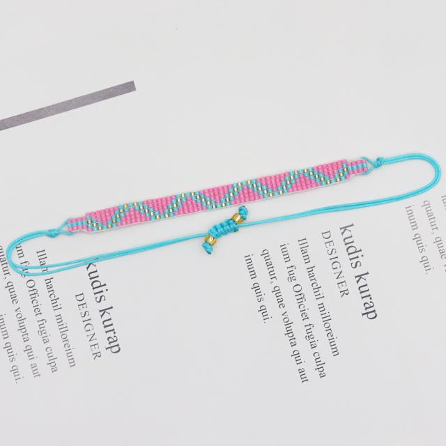 Personalized miyuki bead geometric pattern bracelet women's hand-woven beaded adjustable bracelet