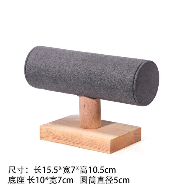 Solid wood bracelet display stand microfiber flannel bracelet stand