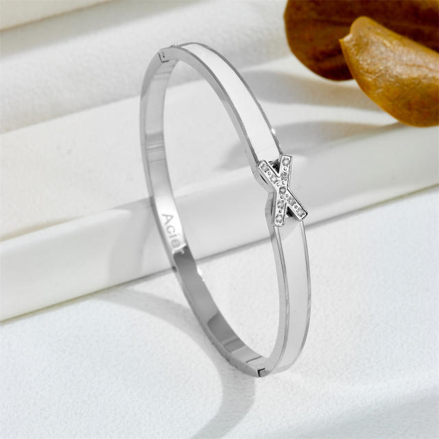 Easy match designer design padlock X letter stainless steel bangle