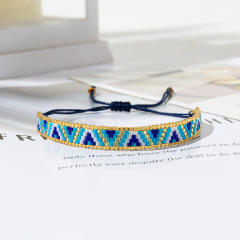 Rainbow miyuki beads colorful bracelet geometric abstract Indian pattern ethnic style geometric bracelet