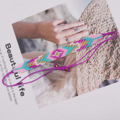 Personalized miyuki bead geometric pattern bracelet women's hand-woven beaded adjustable bracelet