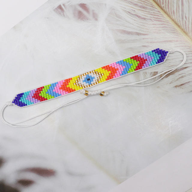 Rainbow miyuki beads colorful bracelet geometric abstract Indian pattern ethnic style geometric bracelet