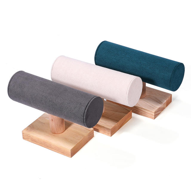 Solid wood bracelet display stand microfiber flannel bracelet stand