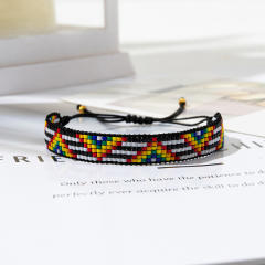 Rainbow miyuki beads colorful bracelet geometric abstract Indian pattern ethnic style geometric bracelet