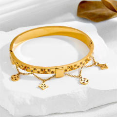 Classic four-leaf flower chain buckle bracelet stainless steel bangle