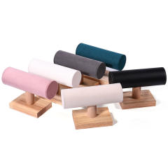 Solid wood bracelet display stand microfiber flannel bracelet stand