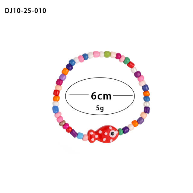 Summer colorful seed bead cute fish choker necklace bracelet suit