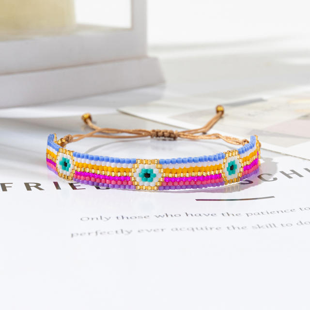 Rainbow miyuki beads colorful bracelet geometric abstract Indian pattern ethnic style geometric bracelet