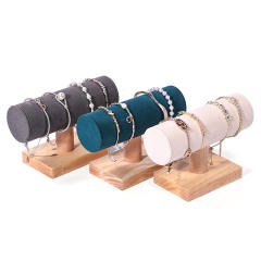Solid wood bracelet display stand microfiber flannel bracelet stand