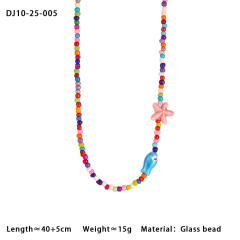 Summer colorful seed bead cute fish choker necklace bracelet suit