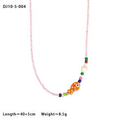 Colorful natural stone bead cute fish choker necklace summer holiday jewelry
