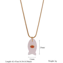 Summer ocean natual stone fish pendant stainless steel necklace