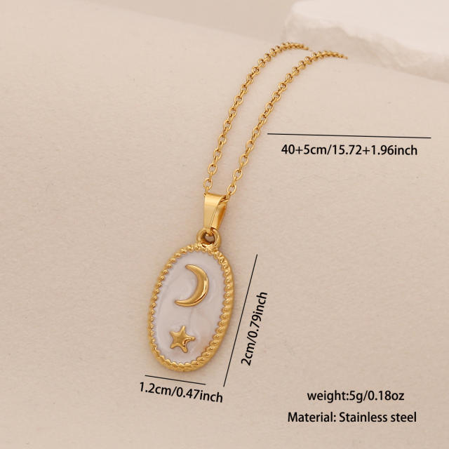 Spring Color Sun Flower enamel Pendant stainless steel necklace