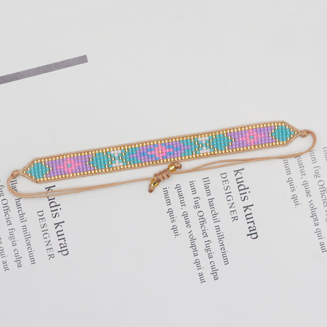 Personalized miyuki bead geometric pattern bracelet women's hand-woven beaded adjustable bracelet