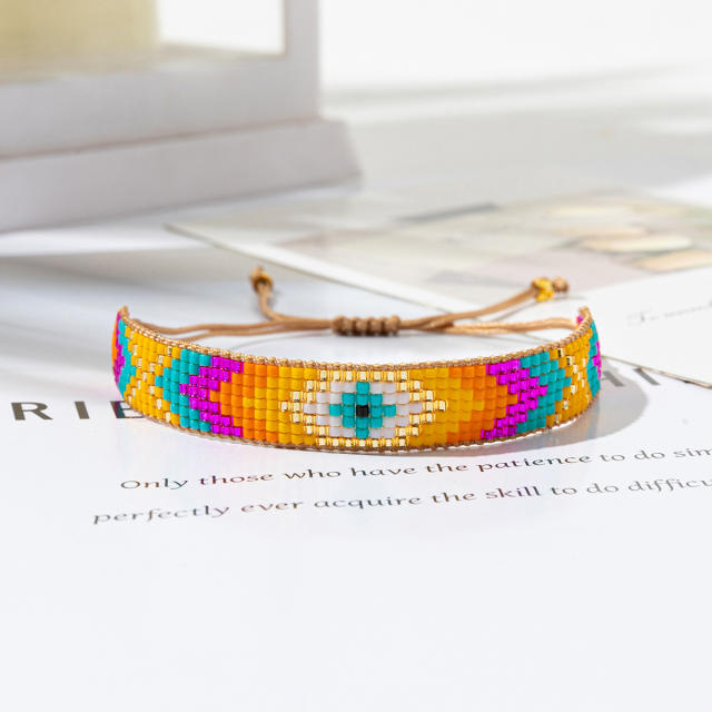 Rainbow miyuki beads colorful bracelet geometric abstract Indian pattern ethnic style geometric bracelet