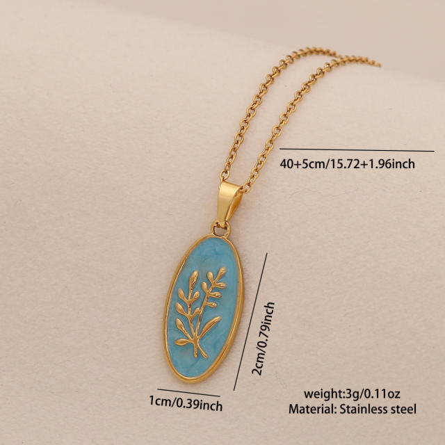 Spring Color Sun Flower enamel Pendant stainless steel necklace