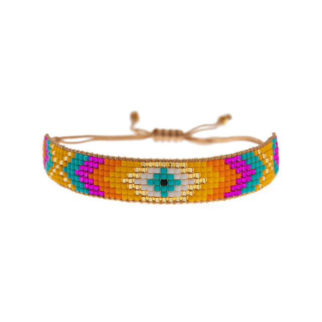 Rainbow miyuki beads colorful bracelet geometric abstract Indian pattern ethnic style geometric bracelet