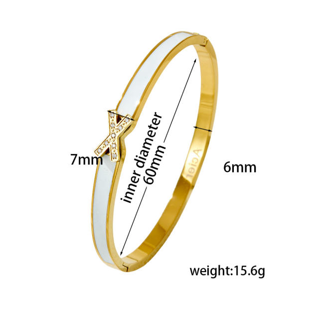 Easy match designer design padlock X letter stainless steel bangle