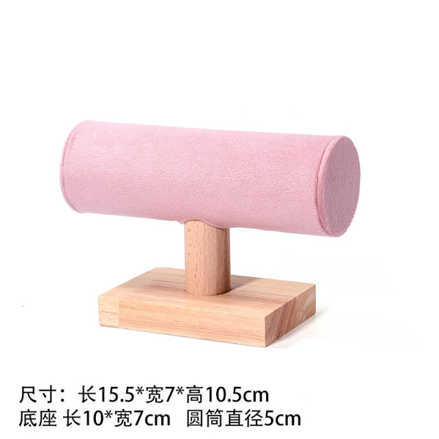 Solid wood bracelet display stand microfiber flannel bracelet stand