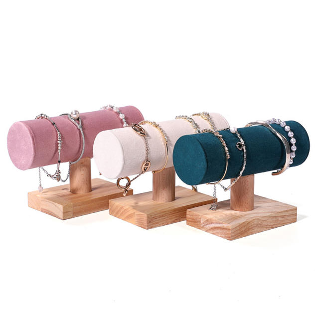 Solid wood bracelet display stand microfiber flannel bracelet stand