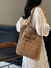 2025 New Hollow Woven Women's Portable Shoulder Bag Summer Straw Bag