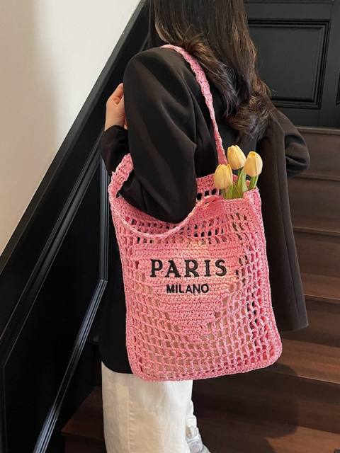 2025 New Hollow Woven Women's Portable Shoulder Bag Summer Straw Bag