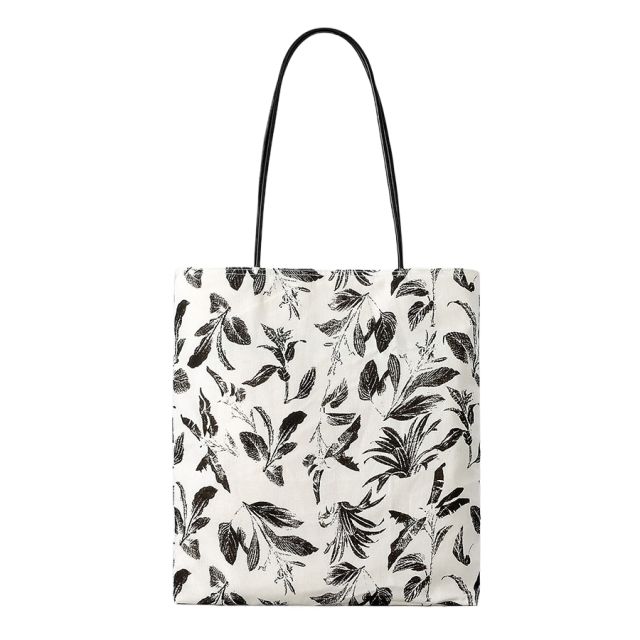 Pastoral Style Artistic Floral Shoulder Bag Large Capacity Leopard Print Canvas Bucket Bag
