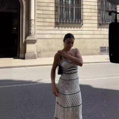 Summer new sexy knitted hollow long sling dress