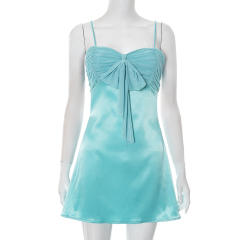 Women's Summer New Soft Dream Satin Suspender Backless Mini Dress for Women