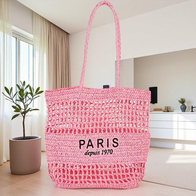 New Letter Embroidered All-match Woven Bag Shoulder Bag Seaside Tote Bag Holiday Style Beach Bag