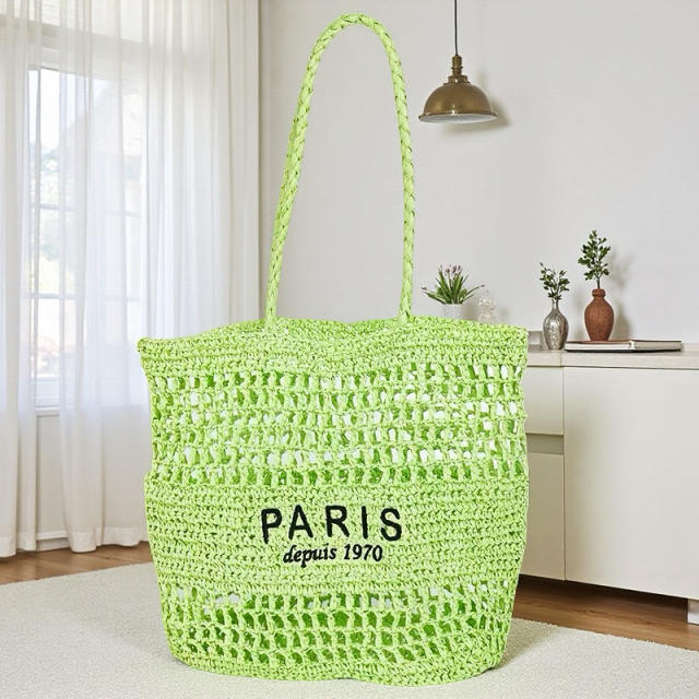 New Letter Embroidered All-match Woven Bag Shoulder Bag Seaside Tote Bag Holiday Style Beach Bag