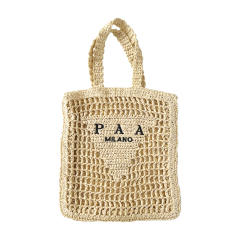 Spring Summer Pure Hand-woven Handbag Women's Pastoral Hollow-out Embroidered Letters beach bag