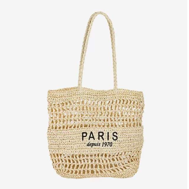 New Letter Embroidered All-match Woven Bag Shoulder Bag Seaside Tote Bag Holiday Style Beach Bag
