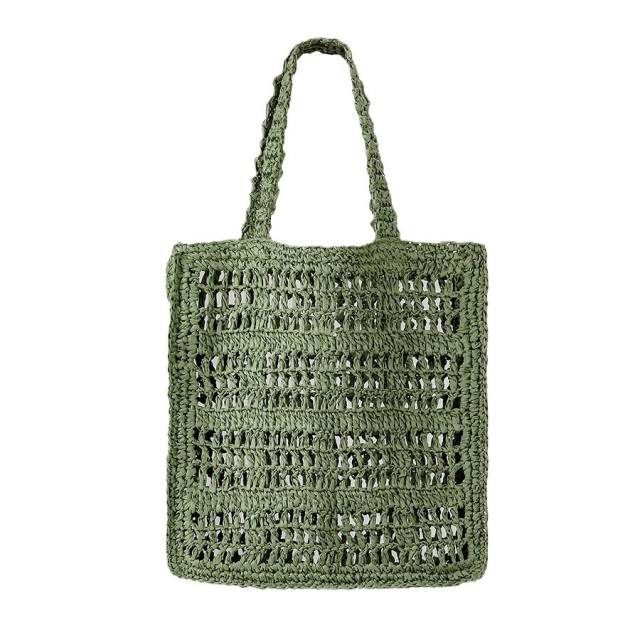 Summer Large Capacity Pure Handmade Woven Straw Bag Pastoral Hollow Shoulder Bag Women's Seaside Holiday Beach Handbag