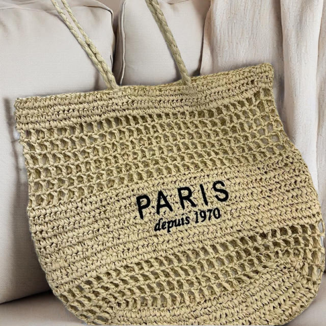 New Letter Embroidered All-match Woven Bag Shoulder Bag Seaside Tote Bag Holiday Style Beach Bag