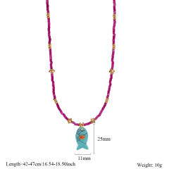 Small Fish pendant Natural Stone Stainless Steel Necklace choker necklace for summer