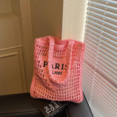 2025 New Hollow Woven Women's Portable Shoulder Bag Summer Straw Bag