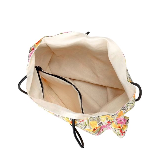 Pastoral Style Artistic Floral Shoulder Bag Large Capacity Leopard Print Canvas Bucket Bag