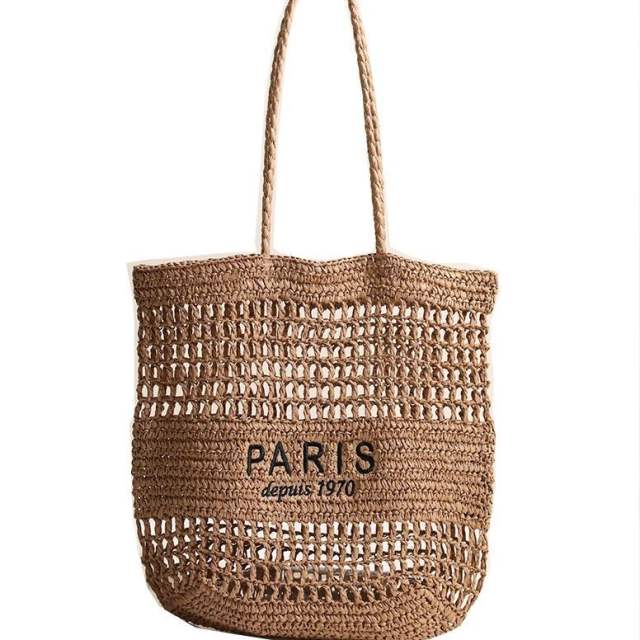 New Letter Embroidered All-match Woven Bag Shoulder Bag Seaside Tote Bag Holiday Style Beach Bag
