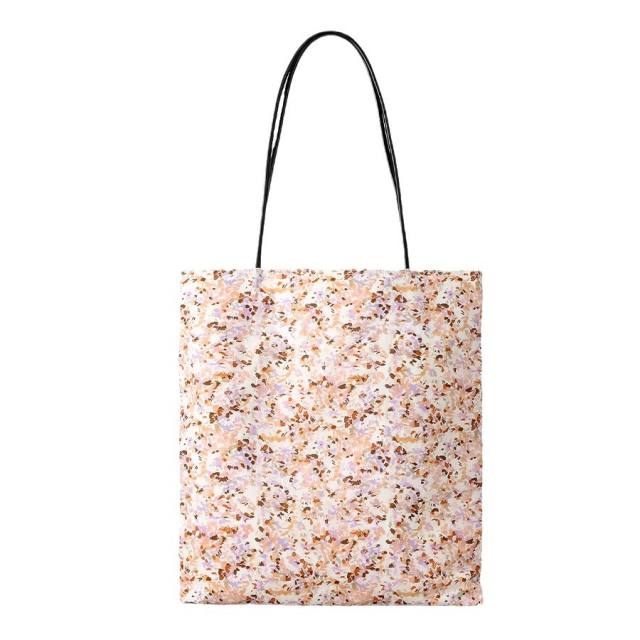 Pastoral Style Artistic Floral Shoulder Bag Large Capacity Leopard Print Canvas Bucket Bag