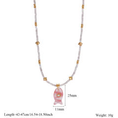 Small Fish pendant Natural Stone Stainless Steel Necklace choker necklace for summer
