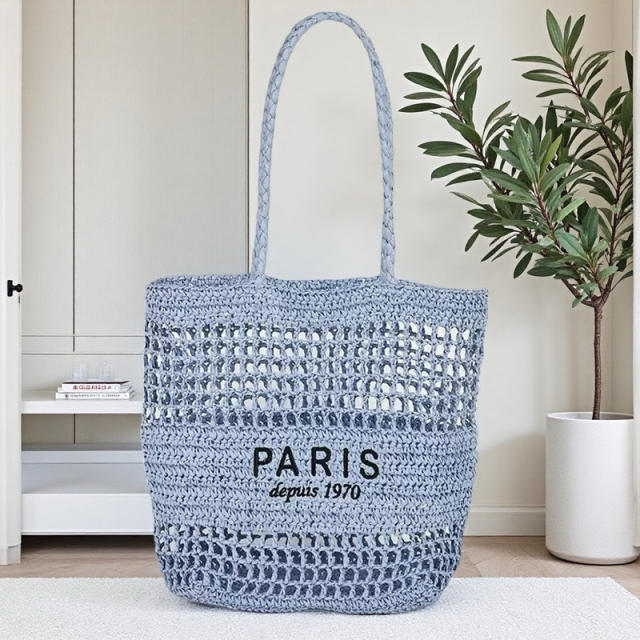 New Letter Embroidered All-match Woven Bag Shoulder Bag Seaside Tote Bag Holiday Style Beach Bag