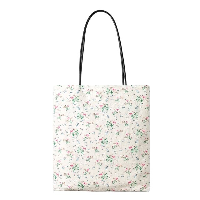 Pastoral Style Artistic Floral Shoulder Bag Large Capacity Leopard Print Canvas Bucket Bag