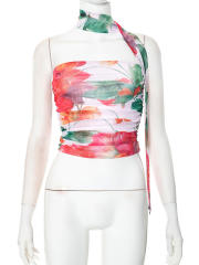 Women's Summer New Contrast Color Printed Sleeveless Slim-fit Strapless Vest Top
