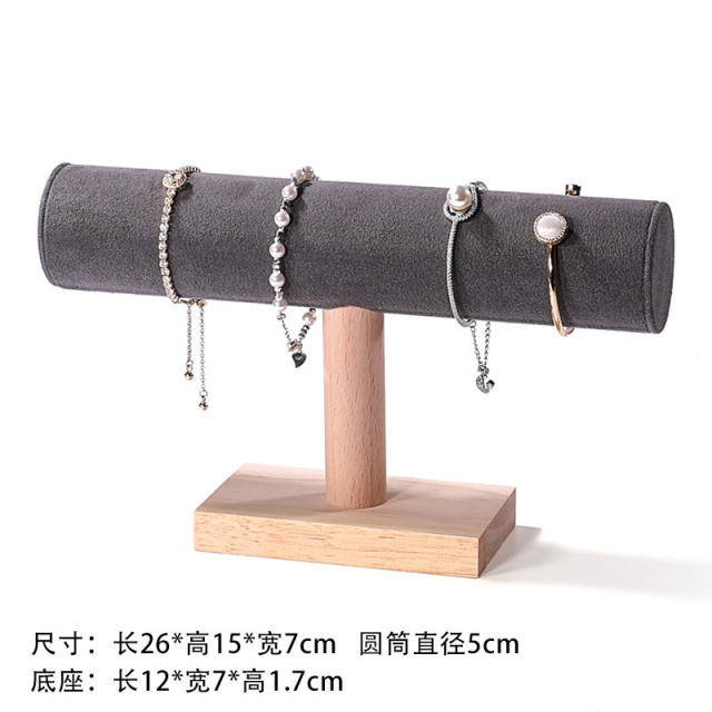 Flannel wood material bracelet bangle watch display stand rack