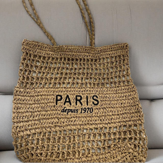 New Letter Embroidered All-match Woven Bag Shoulder Bag Seaside Tote Bag Holiday Style Beach Bag