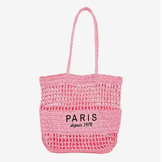 New Letter Embroidered All-match Woven Bag Shoulder Bag Seaside Tote Bag Holiday Style Beach Bag