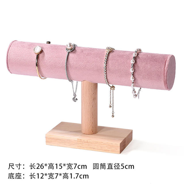 Flannel wood material bracelet bangle watch display stand rack