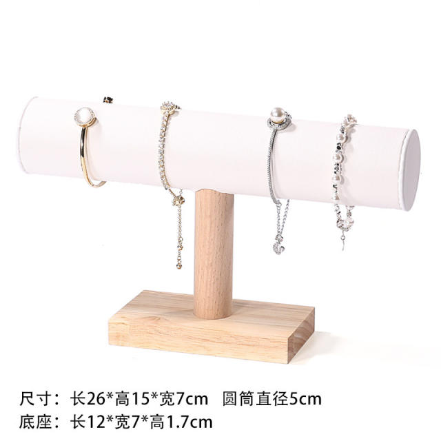 Flannel wood material bracelet bangle watch display stand rack