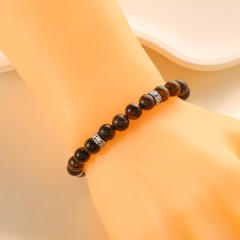 Colorful opal stone stainless steel piece bead bracelet